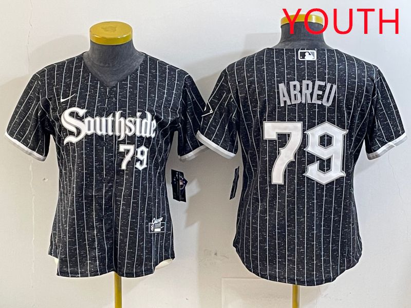 Youth Chicago White Sox #79 Abreu Black Stripe City Edition Game 2025 Nike MLB Jersey style 1->youth mlb jersey->Youth Jersey
